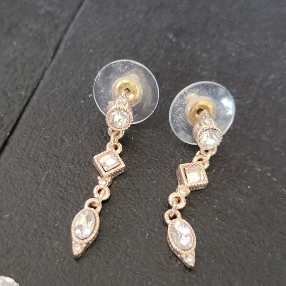 Rose Gold Earrings Matching Set Adjustable Chain Tennis Bracelet Crystal Jewelry - Picture 2 of 3